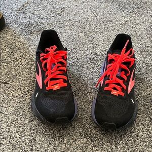 Women’s Brooks Black Running Shoes with Red and Purple Accents